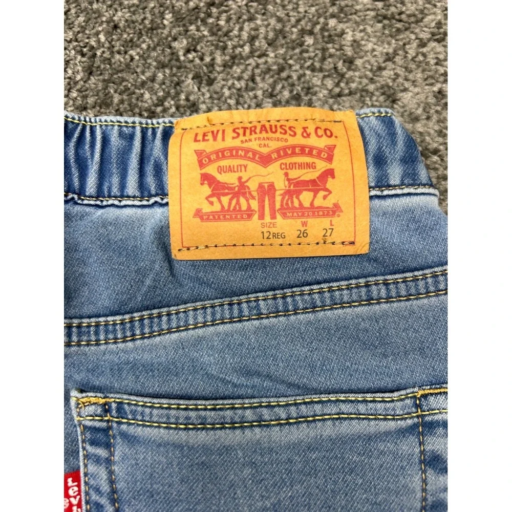 Levis Boys Skinny Knit Pull-On Jeans Light Wash Stretch Denim Size 12 Reg 26x27